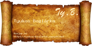 Tyukos Boglárka névjegykártya